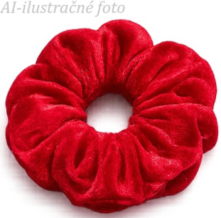 Sametové lesklé Scrunchie gumičky do vlasů - Červené